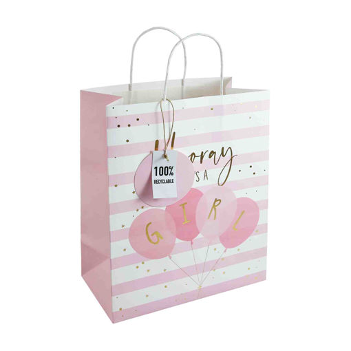 Picture of HOORAY BABY GIRL LARGE GIFT BAG